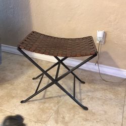 Leather And Metal Stool