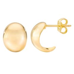 Brand New Half Hoop REAL 14kt Yellow Gold Earrings