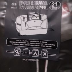Brand New Aka Sport Rolling Duffle Bag 