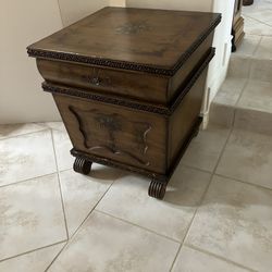 🔥👀🔥 Beautiful Antique Large Side Table With Top Drawer And File Cabinet Drawer