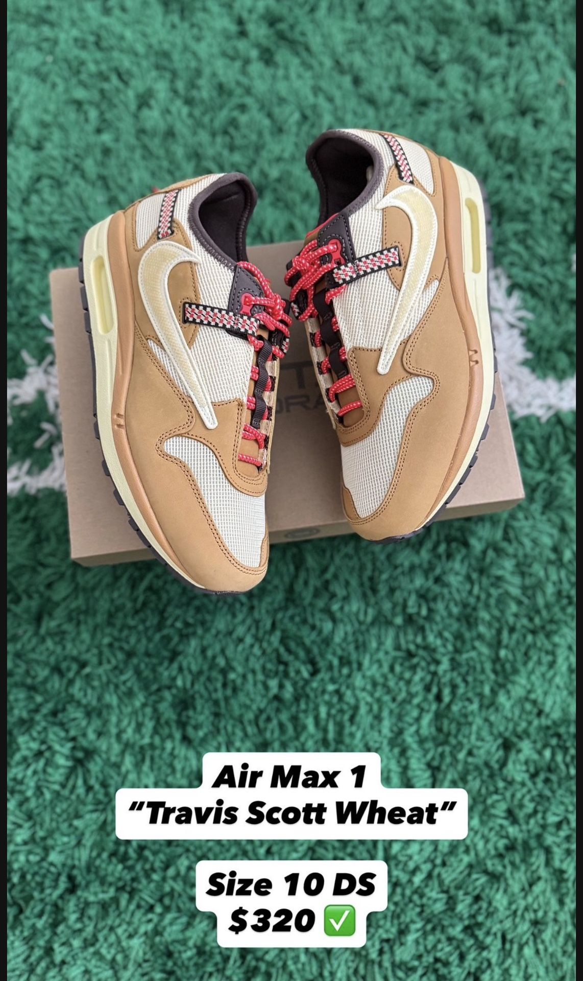 Travis Scott Air Max 1 Wheat Size 10m DS