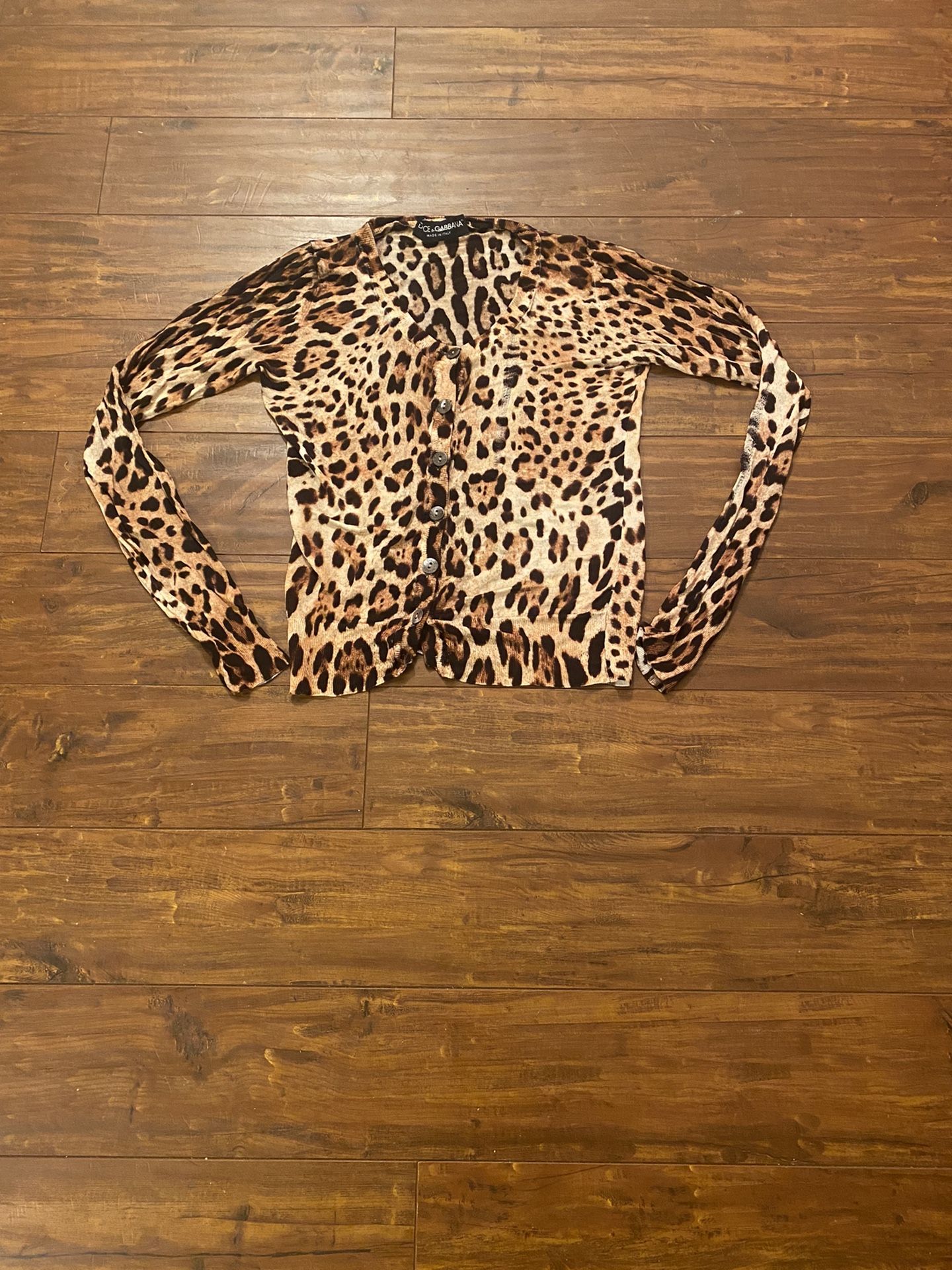 VTG Dolce & Gabbana Leopard Print Cardigan, Size: Small