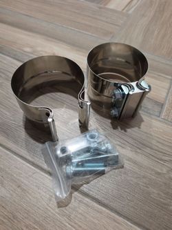 4" Lap Joint Exhaust Band Clamp - Stainless Steel 2Pcs For 4" Od To 4" Id Exhaust Pipe, Muffler, Elbow And Exhaust Tubing Connection  Diesel Truck