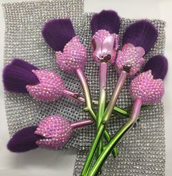 6 pcs Rhinestone Rose Makeup Brush Set