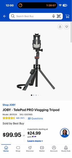 Joby Vlogging Stick Excellent Condition (Telepod PRO VLOGGING TRIPOD MSRP $100)