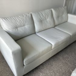 Single Couch , used , White Faux Leather 