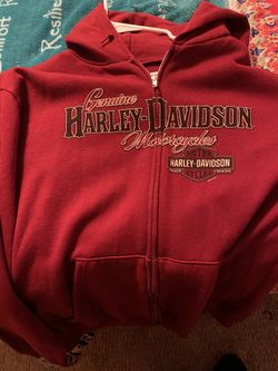 HARLEY DAVIDSON RED ZIP UP SWEATER