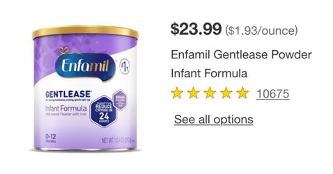 Gentlease infant formula enfamil