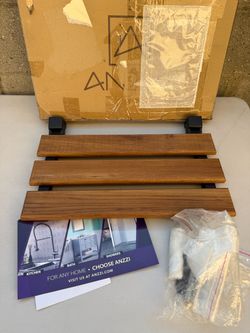 Wall mounted shower seat teak wood 18”