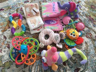 Set of infant toys and teethers