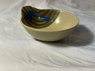 Small Ceramic Bowl with Blue Brushstroke Design