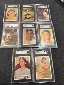 (8) 1957 topps SUPERSTAR CARDS MANTLE MAYS