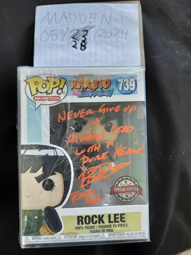 Funko Naruto Anime Rock Lee English Voice Actor Signed Autograph