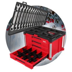 Milwaukee Packout 4 Drawer And Milwaukee METRIC Ratcheting Combination Wrench Set