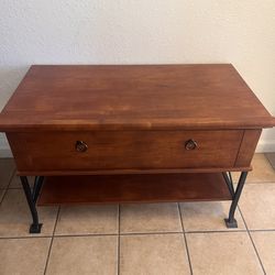 Solid Wood Table With Drawer 