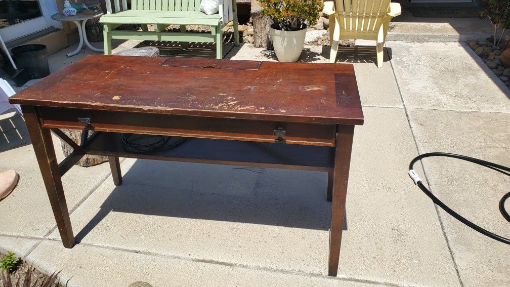 Wooden Desk with Power Strip