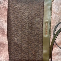 Michael Kors Hand Bags And Phone Wallet , Olive, Green, And Red With Gold Plated