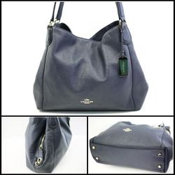 Auth Coach Edie Shoulder Bag 31 Navy Leather Tote