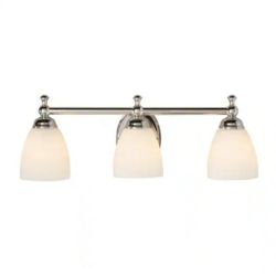 Hampton Bay
Solomone 22 in. 3-Light Polished Chrome Bathroom Vanity Light Fixture with Opal Glass Shades