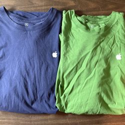 (2) Apple Computers  Logo Shirts Size XL Tee Blue and Green