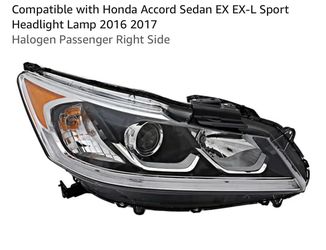 2016-2017 Honda Accord Halogen Headlight – Passenger Side