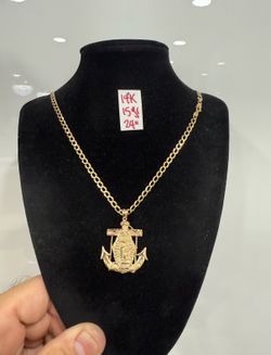 14K Solid Gold Chain and Pendant For Wedding 15Gr 24 Inches Long