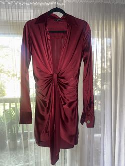 Burgundy Satin Wrap Mini Dress – Date Night Favorite