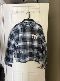 Brand New POLO RALPH LAUREN Yankees Plad Checkered Harrington Jacket Mens Lined Full Zip | Size Large Mens