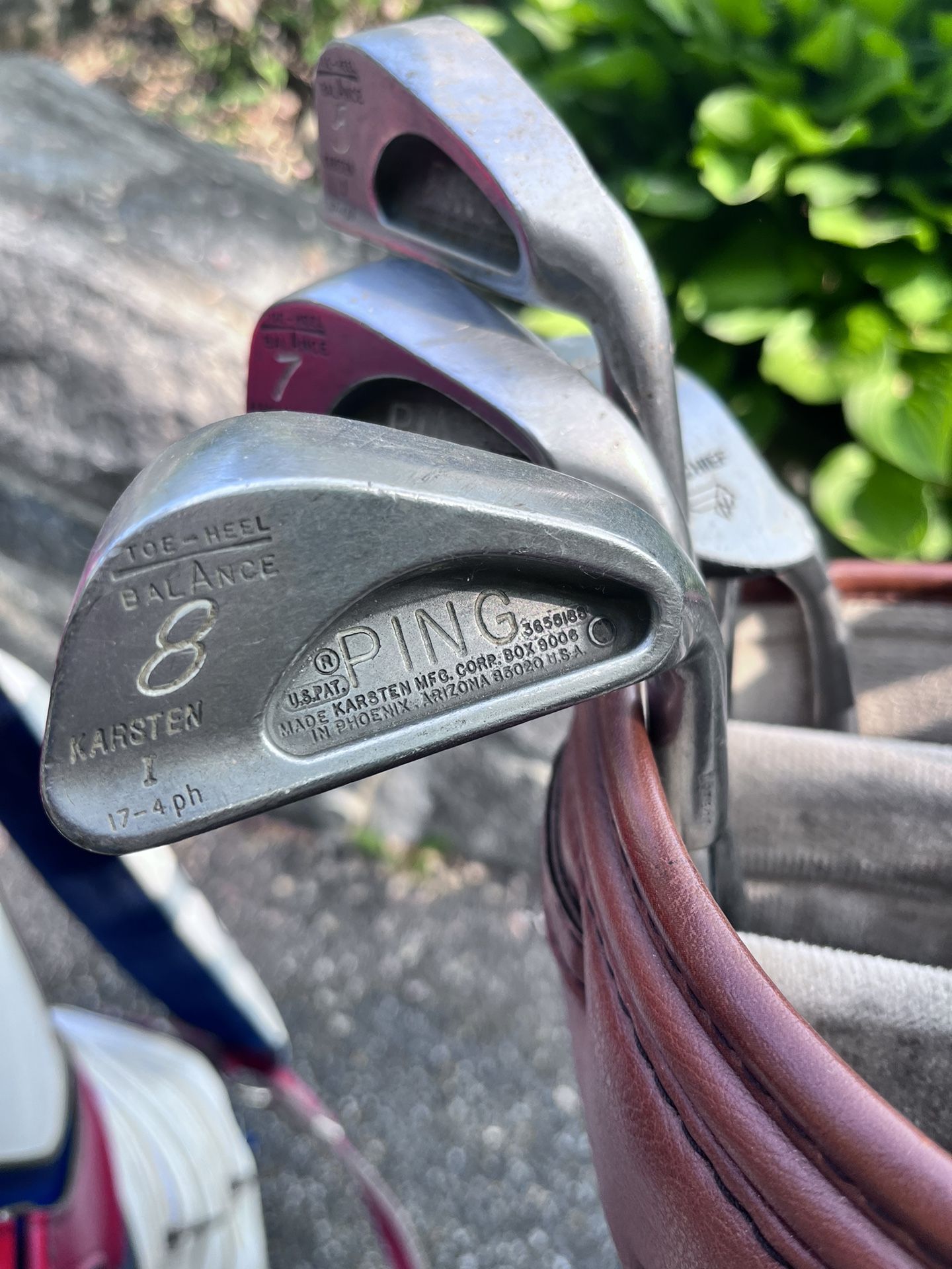 Gregory Paul Golf Bag With Vintage Ping Dot Golf Iron Set +