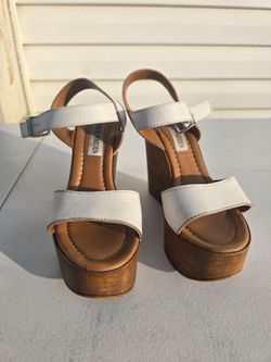 Steve Madden Women's White Platform Wedge Sandals Size 36 Made in Italy