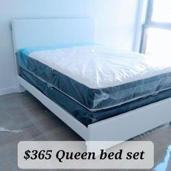 $365 White Queen Bed Frame With Mattress And Boxspring Brand New Free Delivery 
