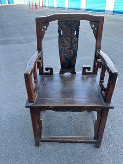 Antique Chinese Carved Wood Armchair