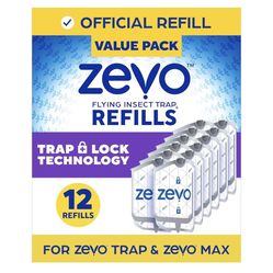Zevo Flying Insect Refills for Indoor Light Trap: 12 Light Trap Refill Cartridges Capture Fruit Flies, Gnats and Houseflies (12 Cartridges)