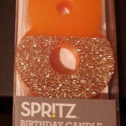 New Spritz Number Glitter Candle Orange and Gold