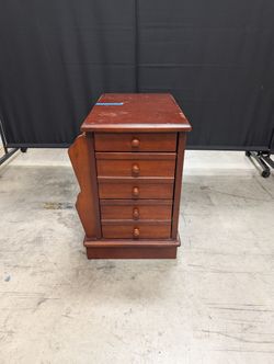Wooden Bedside Cabinet with Five Drawers and Magazine Rack