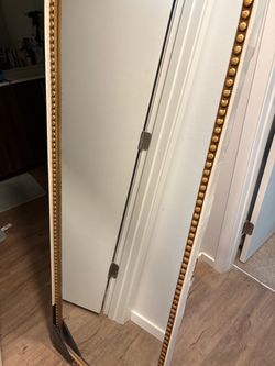 Gold Beaded Full-Length Floor Mirror