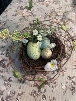 Decorative Bird Nest with Speckled Eggs