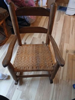Hand crafted wooden  doll or child rocking chair