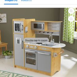 KidKraft Uptown Natural Play Kitchen with Chalkboard & Towel