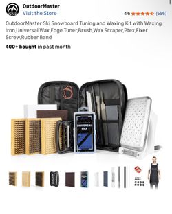 OutdoorMaster Ski Snowboard Tuning and Waxing Kit with Waxing Iron,Universal Wax,Edge Tuner,Brush,Wax Scraper,Ptex,Fixer Screw,Rubber Band
