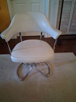 Swivel Chrome White Chair