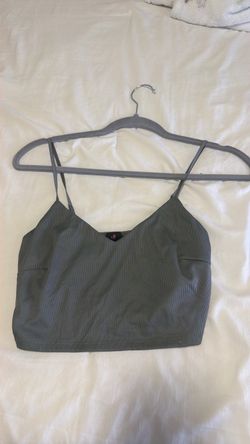 Olive Green Ribbed Bandeau Crop Top