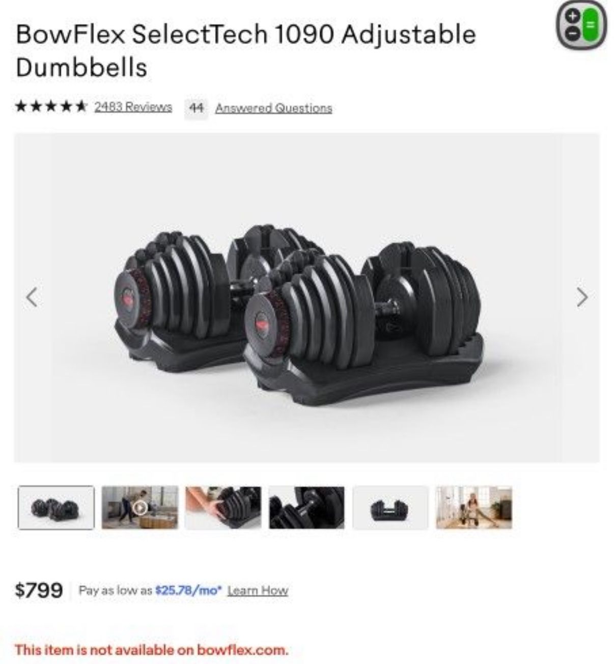 Bowflex 1090 Single Dumbbell