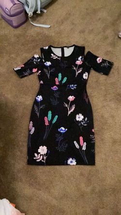 Black Floral Cold-Shoulder Bodycon Dress