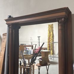 Large Antique Wood Mirror 
