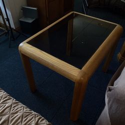 Oak And Glass Coffee And End Table