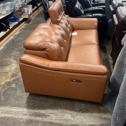 GilmanCreek Leather Power Reclining Sofa With Power Headrest 