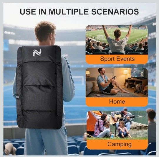 NAIZEA Wide Heated Stadium Seat for Bleachers w/Back Support & Cushion, Portable Bleacher Seats Foldable Stadium Chair with Armrests for Sports Events