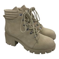 Sun + Stone Ruthee cream combat lace-up boots women’s Size 9 1/2M