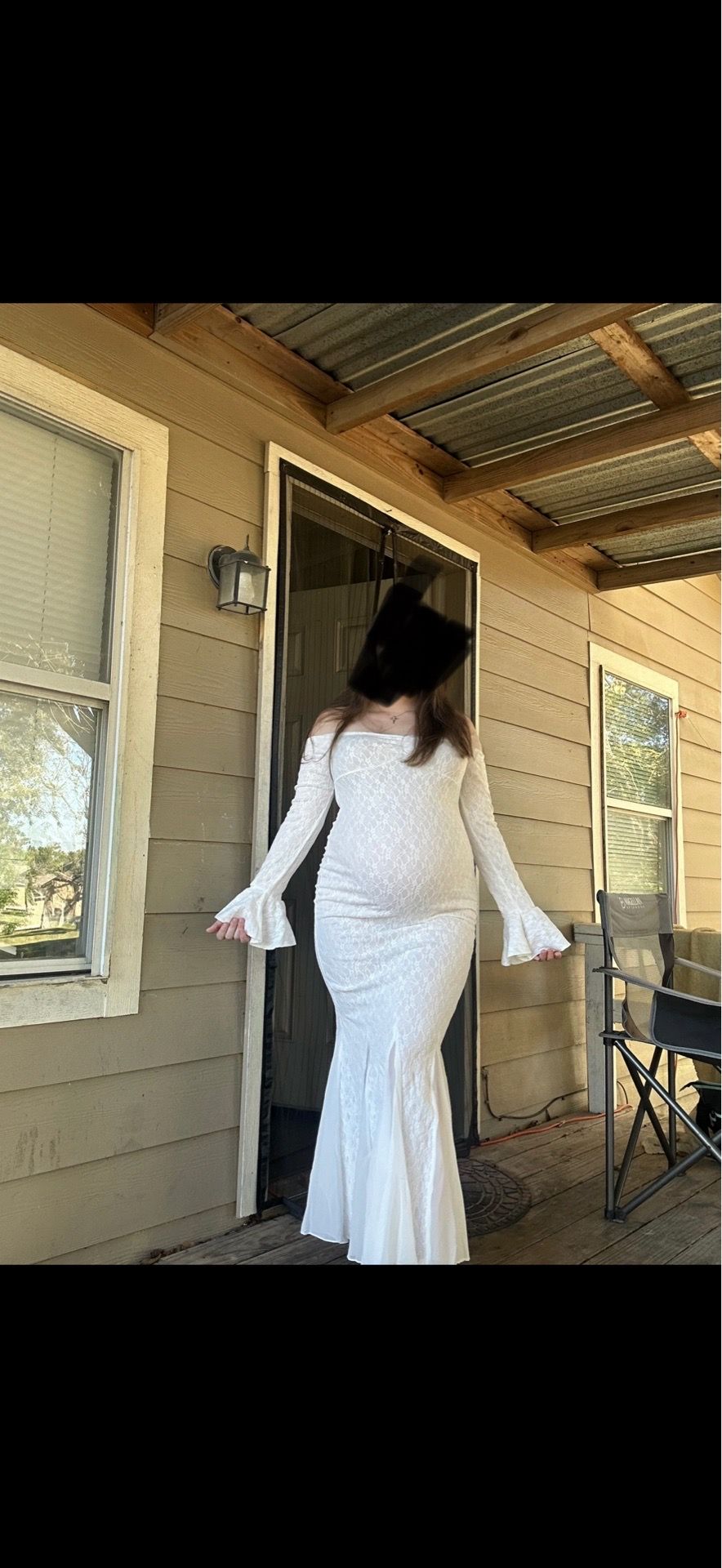 Size Large Woman’s White Maternity Dress